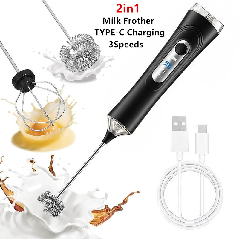 Milk Frother Automatic - เครื่องตีฟองนมไฟฟ้า + เครื่องตีไข่ ไร้สาย ชาร์จแบบ Type-C