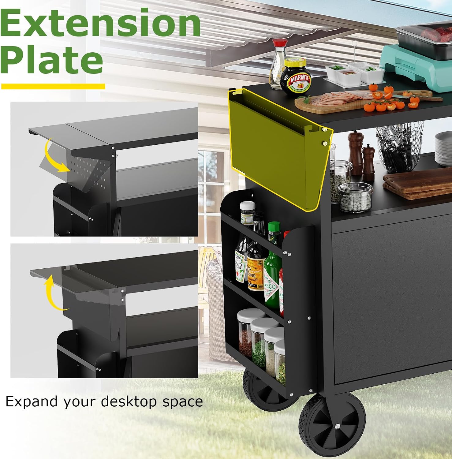 รถเข็นปิ้งย่างกลางแจ้งพร้อมโต๊ - Kitchen Appliances Organizer บทวิจารณ์และราคา