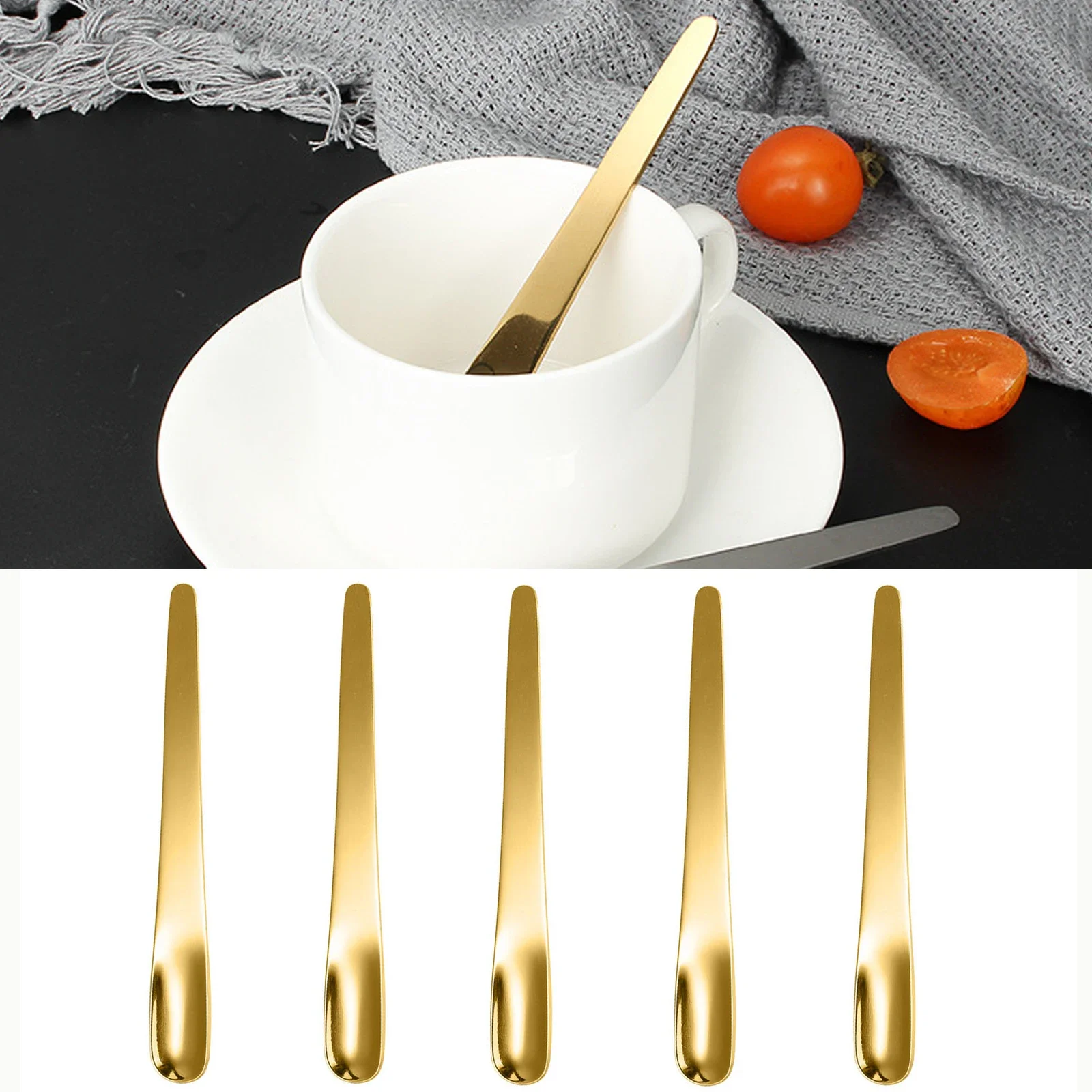 5ชิ้นช้อนกาแฟช้อนแบนสแตนเลสสำห - Kitchen Appliances Unit บทวิจารณ์และราคา