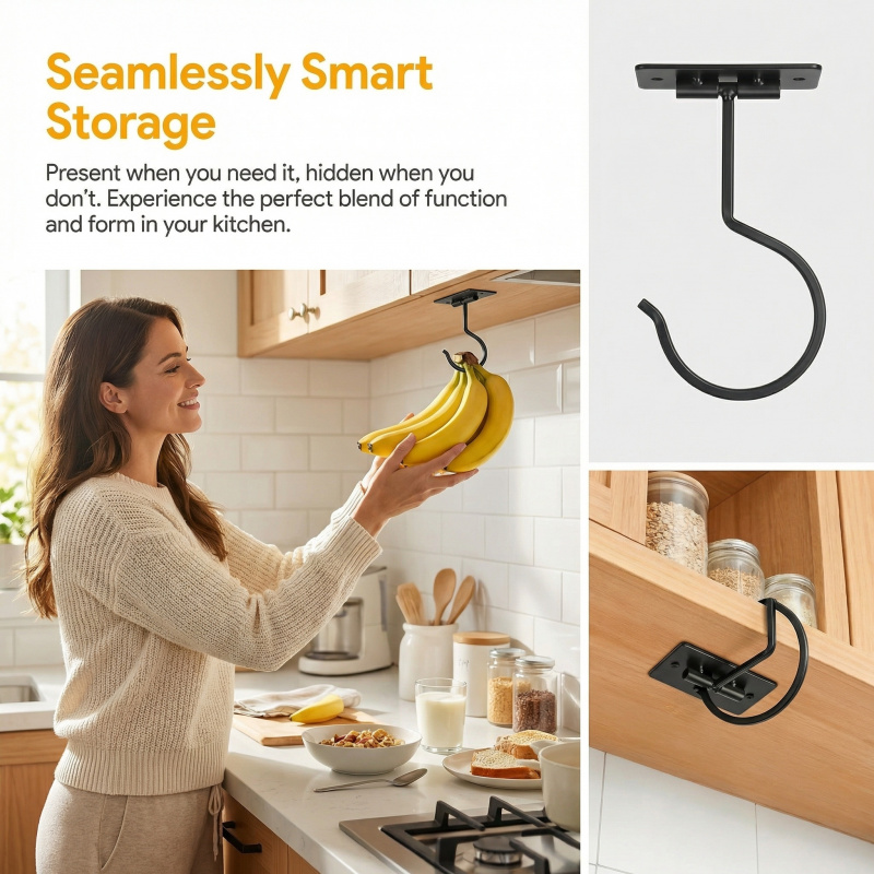 ตะขอแขวนกล้วยแบบติดผนังโลหะสีด - Kitchen Appliances Organizer บทวิจารณ์และราคา